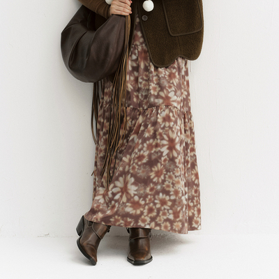 MSLAN植物系 26春碎花裙不规则拼接显瘦碎褶A字裙半身裙MGDQ119