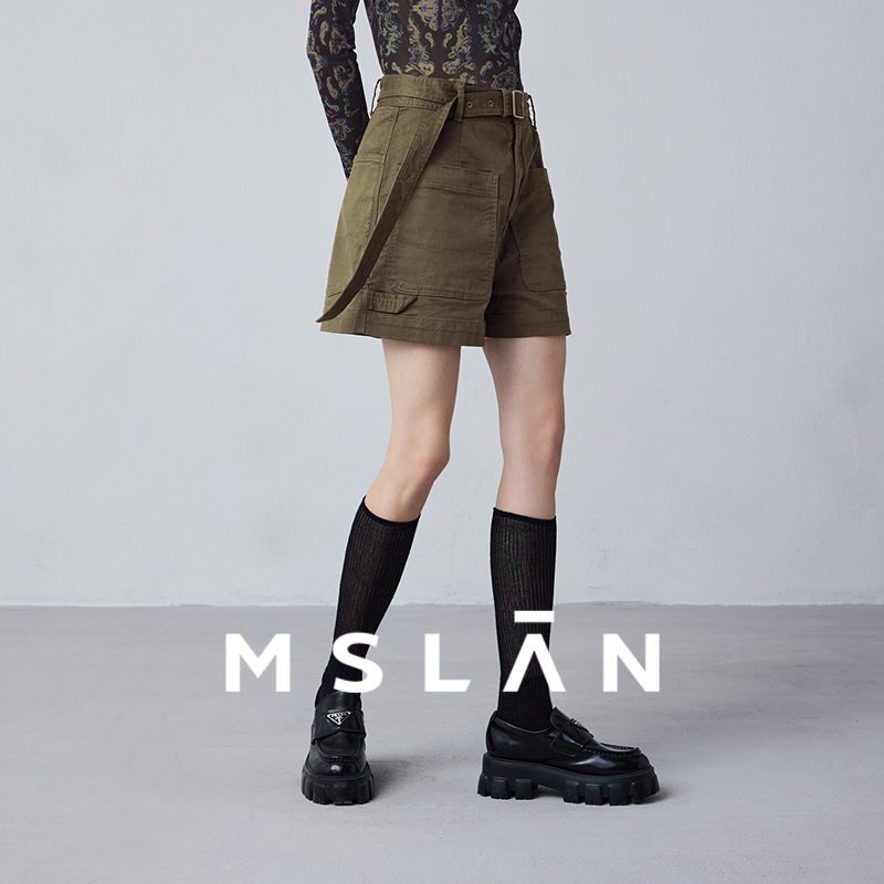 MSLAN商场同款春夏美式收腰短裤