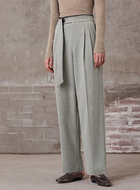 MSLAN华尔街西裤阔腿裤显瘦休闲裤女MFAM6801