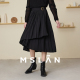 黑色不对称垂感A字半身裙中长裙MEAA8207 MSLAN春季 重工压褶