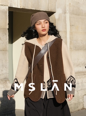 秀场同款/MSLAN澳洲羊毛马夹重磅厚实温暖感颗粒叠穿背心MGDW117
