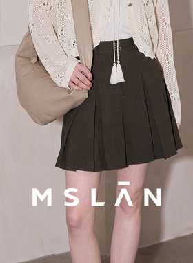 欧若风丨MSLAN商场同款柔软透气压褶滚条装饰咖啡色短裤MGBK109