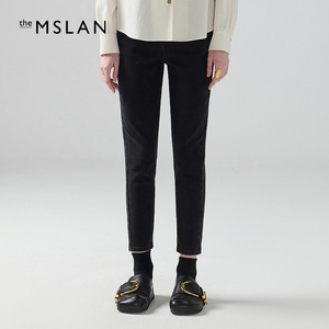 春季黑色高腰小脚裤MSLAN牛仔裤