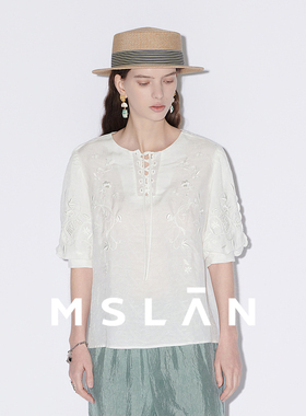 【暗纹提花】MSLAN春夏留洋千金风复古莱赛尔透气套衫MFBA1505