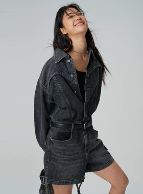 【100%棉牛仔连体裤】MSLAN港风休闲复古中腰连体裤MECA4201