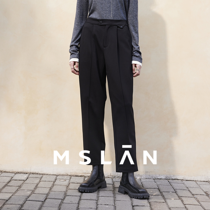 理想裤|MSLAN复古高腰显瘦哈伦裤