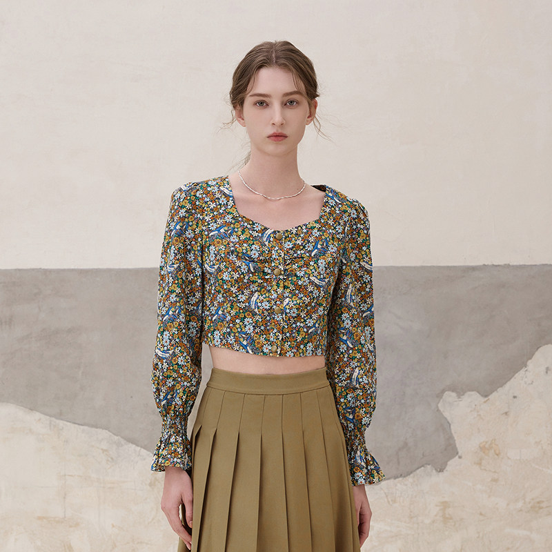 MSLAN26早春棉质浪漫碎花方领短上衣MFAA1407