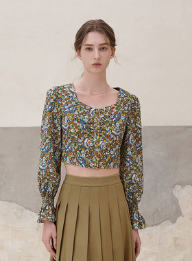 MSLAN26早春棉质浪漫碎花方领短上衣MFAA1407