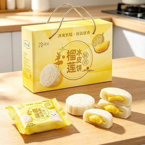 榴莲冰皮饼冰爽软糯爆浆榴莲味