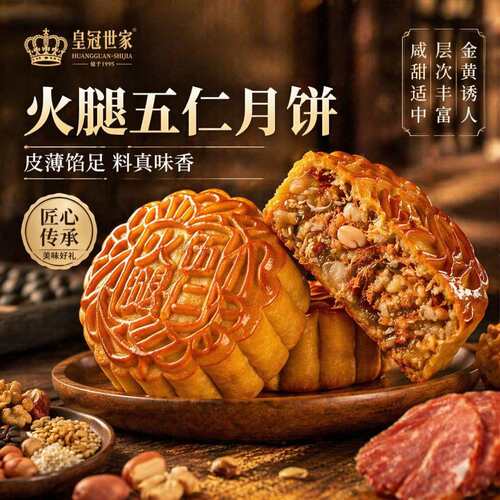 广州皇冠世家火腿五仁月饼老式