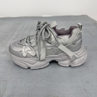 厚底老爹鞋2026新款春秋女款炸街欧洲站灰色运动休闲鞋