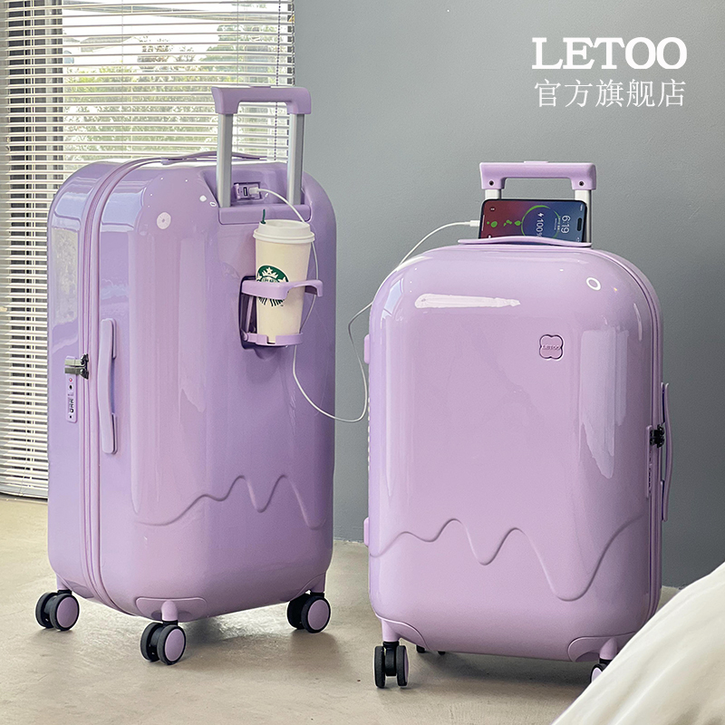 LETOO行李箱女20寸小型拉杆箱24旅行箱学生密码箱子2023新款紫色