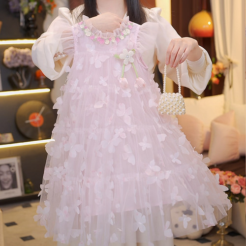 【BK】【送帽子胸针】女童蝴蝶网纱连衣裙夏季新款公主裙HCF095