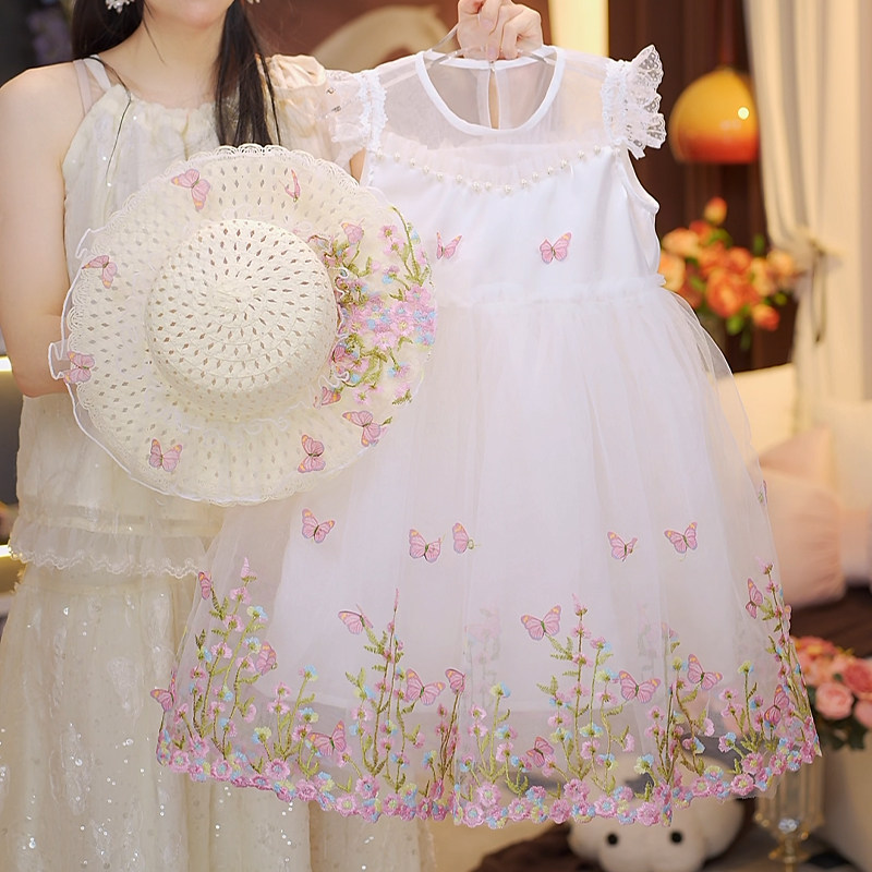 【BK】【送帽子】夏季新款女童小花仙甜美碎花蓬蓬连衣裙HCF142