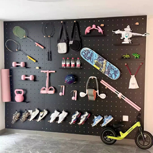 洞洞板置物架木质定制电竞房墙面收纳展示架子实木书桌背景造型墙