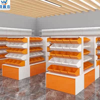 零食货架超市便利店散装散称小食品展示架小零食展示柜双拼色货架
