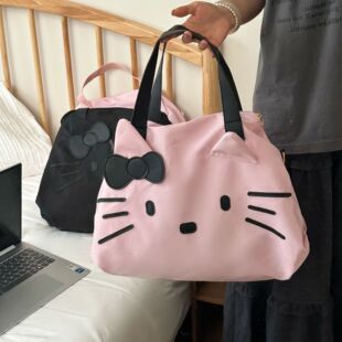 可爱卡通猫咪kt旅行袋大容量手提行李包休闲单肩包少女心收纳袋女