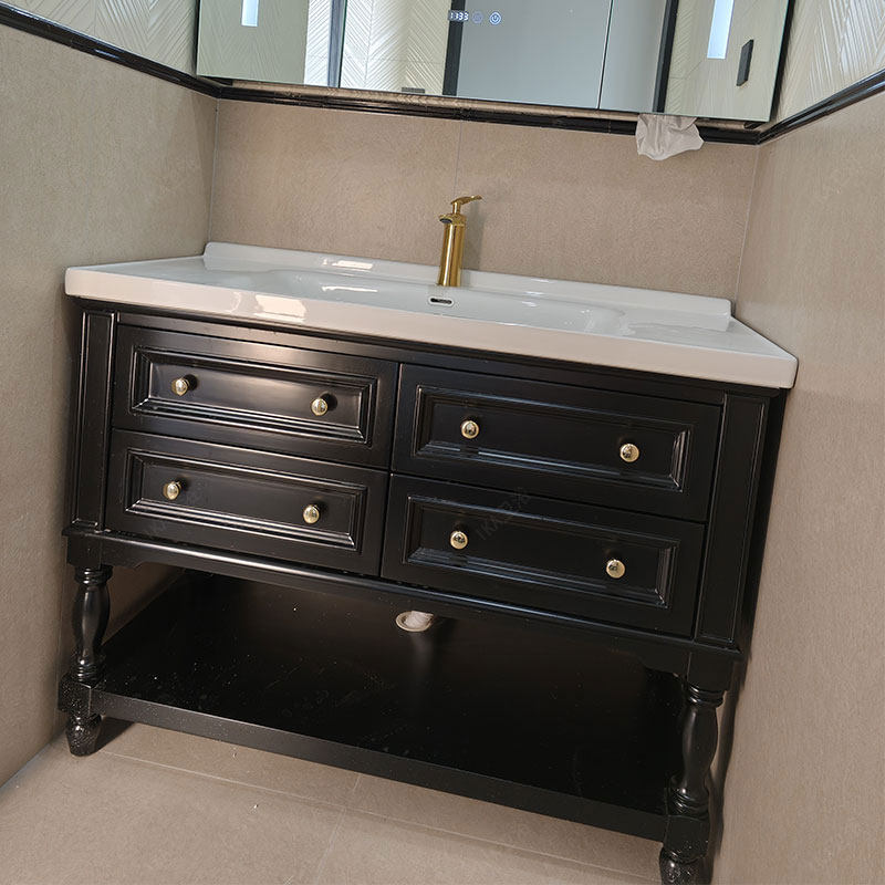 中古风2025新款落地陶瓷一体盆浴室柜组合卫生间洗漱洗手台洗脸盆