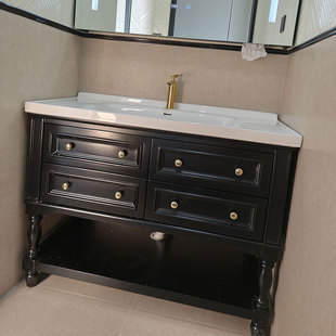 中古风2025新款落地陶瓷一体盆浴室柜组合卫生间洗漱洗手台洗脸盆