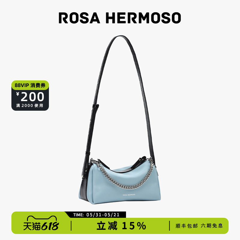 明星同款ROSA HERMOSO/珞赫「MATATA」头层斜挎链条摇滚包女
