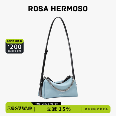 明星同款ROSA HERMOSO/珞赫「MATATA」头层斜挎链条摇滚包女