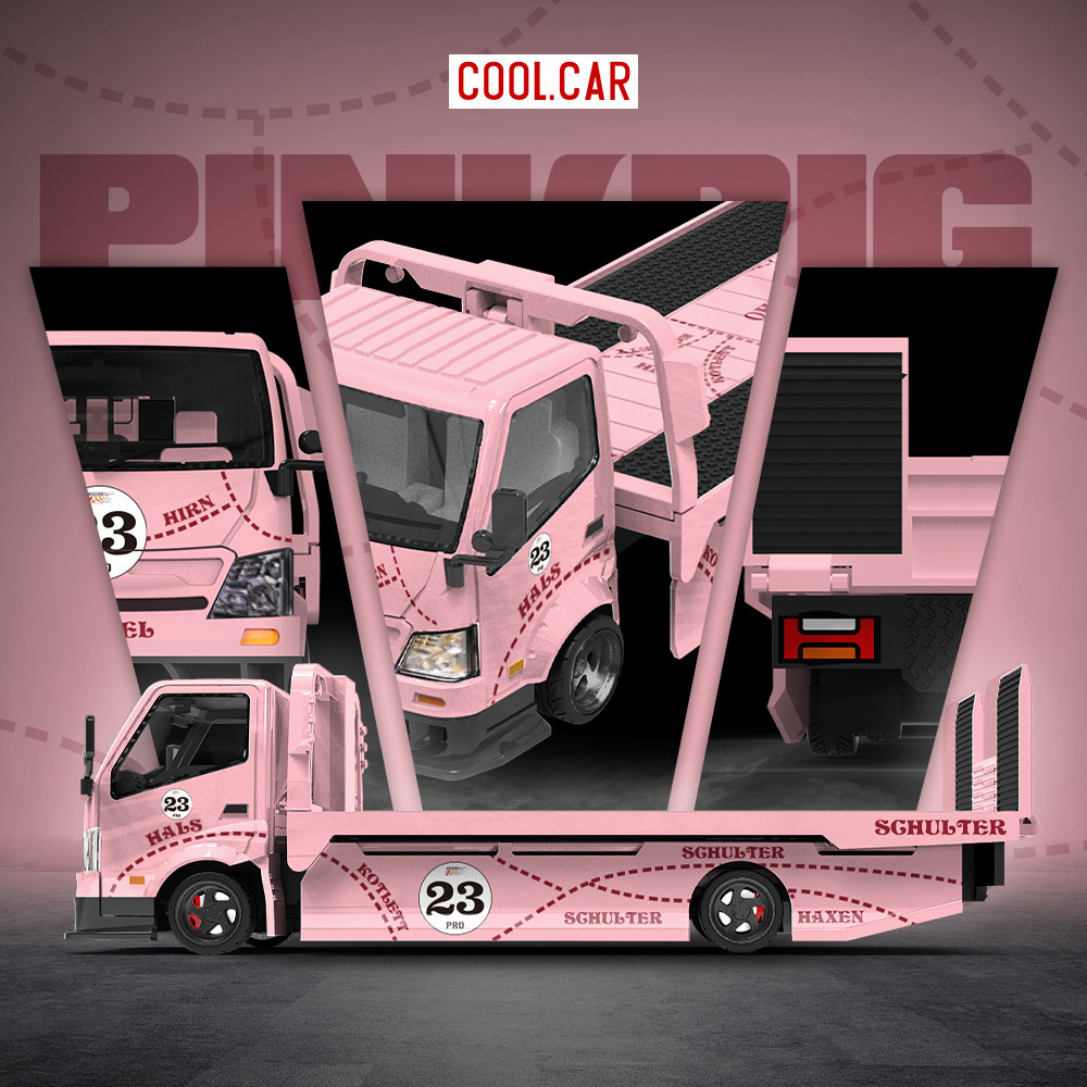 CC日野H300平板拖车粉猪64合金车