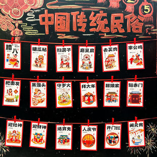 元宵春节过年中国传统民俗文化墙贴装饰卡片创意幼儿园一年级小学