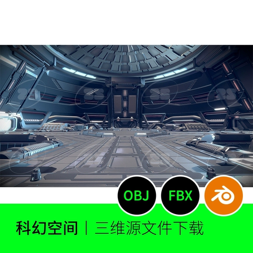 科技科幻空间场景机舱舞台实验室飞船室内3D模型建模OBJ素材831