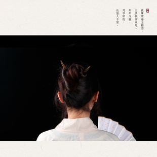 发圈发网古风发饰绿檀木上弦月簪盘发挽发簪子高级感新中式发钗女