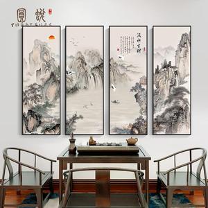 网红山水风景画新中式沙发背景墙装饰画客厅高档大气办公室壁画国