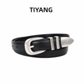 饰百搭腰带真皮时尚 黑色牛仔裤 简约高级新款 皮带女士针扣装 裤 带