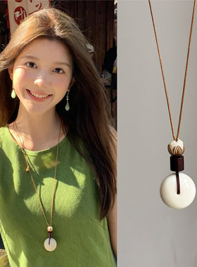 菩提平安扣圆形吊坠项链长款颈链