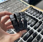 H家高品质重工定制黑武士手环情侣欧美乌金钛钢磨砂珐琅男士 手镯