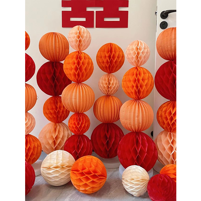 蜂窝球立柱婚房布置装饰