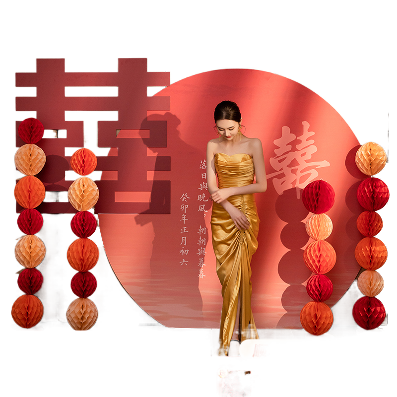 慕也原创订婚大气背景墙定制全套
