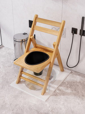 实木老年人残疾孕妇厕所坐便椅可折叠移动便携大便坐便椅子家用