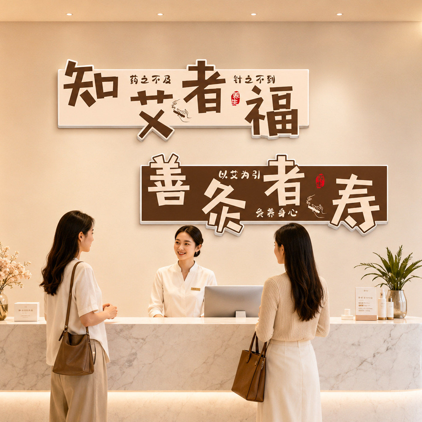 艾灸养生馆文化墙面装饰美容院形象海报中医药理疗推拿按摩店贴纸