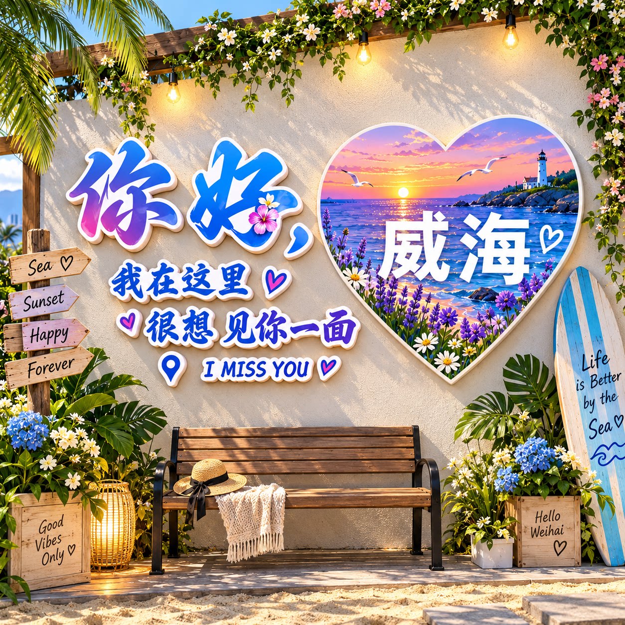 城市名打卡墙拍照区布置网红店铺门口氛围装饰互动墙贴户外造背景