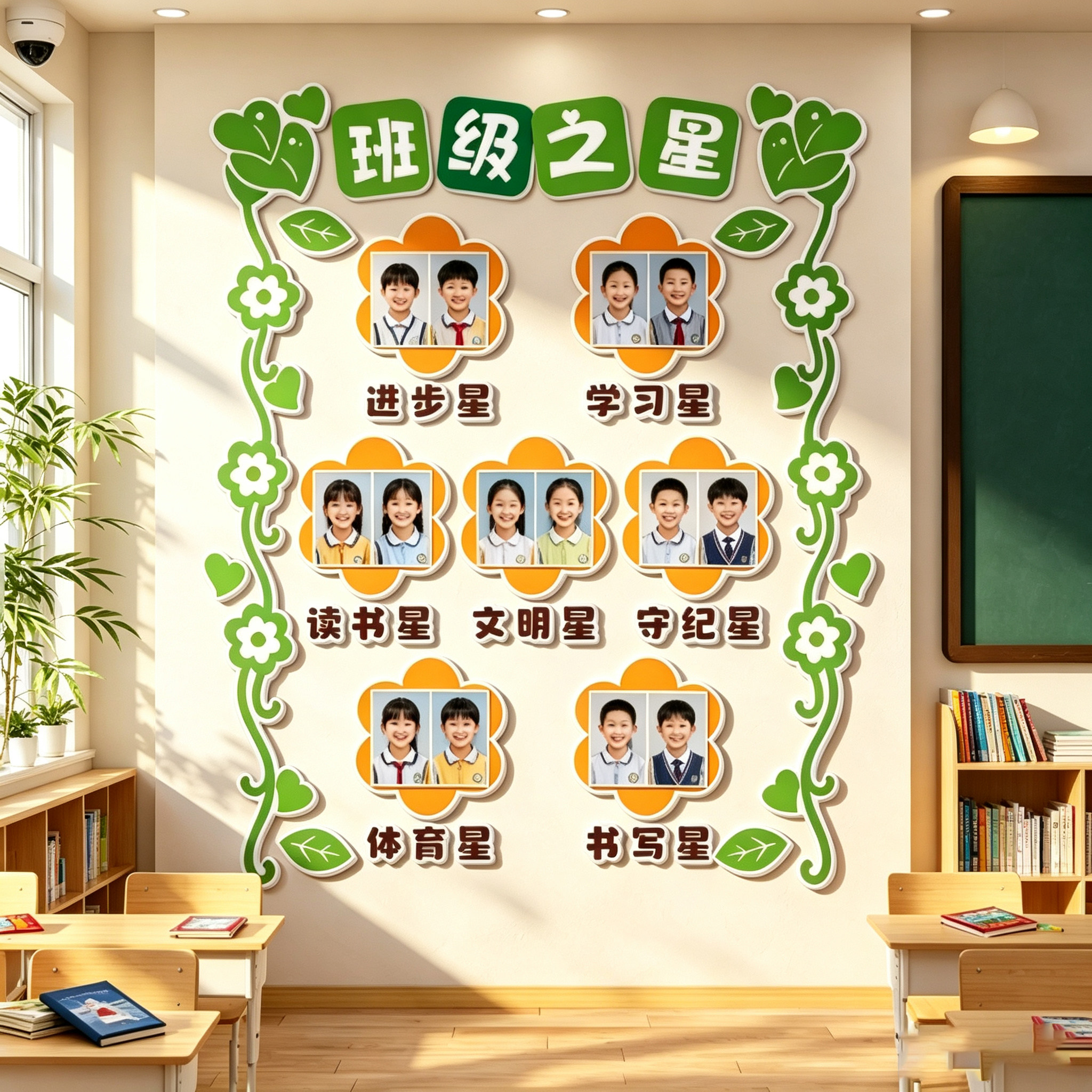 班级之星照片展示墙小学教室装饰