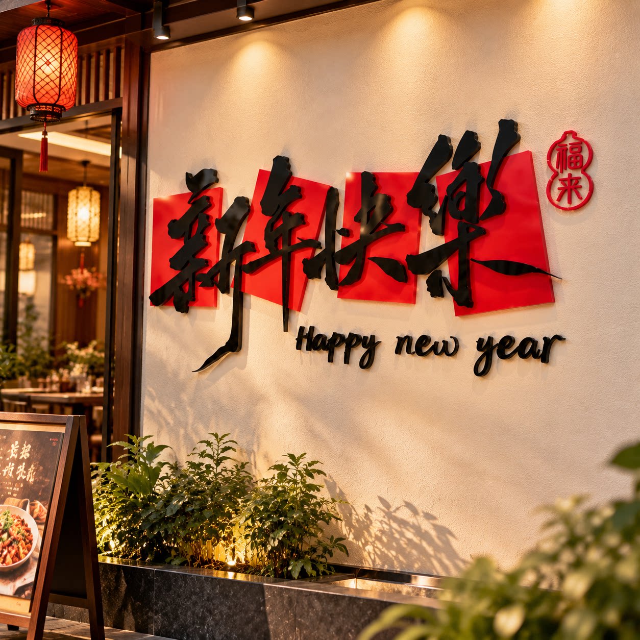 饭店门口2027过羊新年装饰品网红布置场景春节气氛感元旦小院打卡