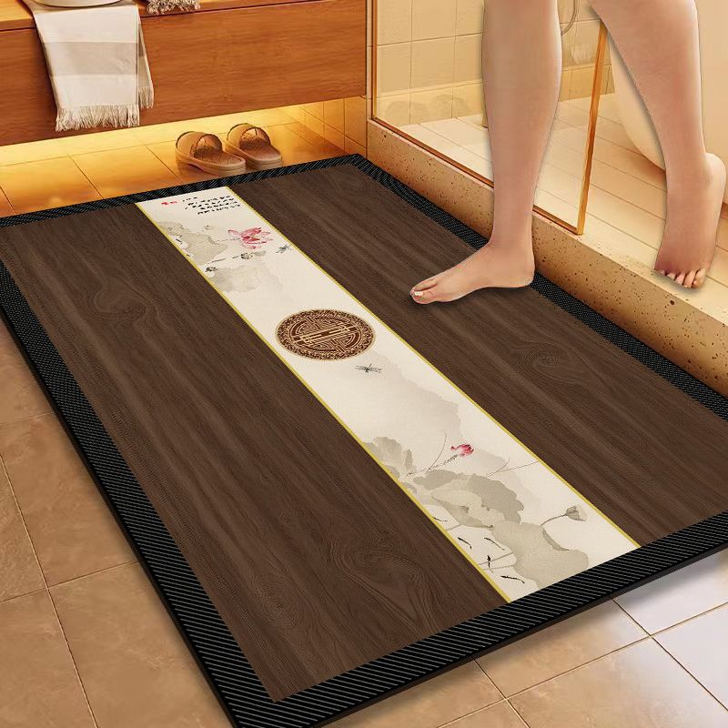 中式入户门地垫硅藻泥浴室地垫吸水洗手间防滑脚垫厨房厕所防滑垫