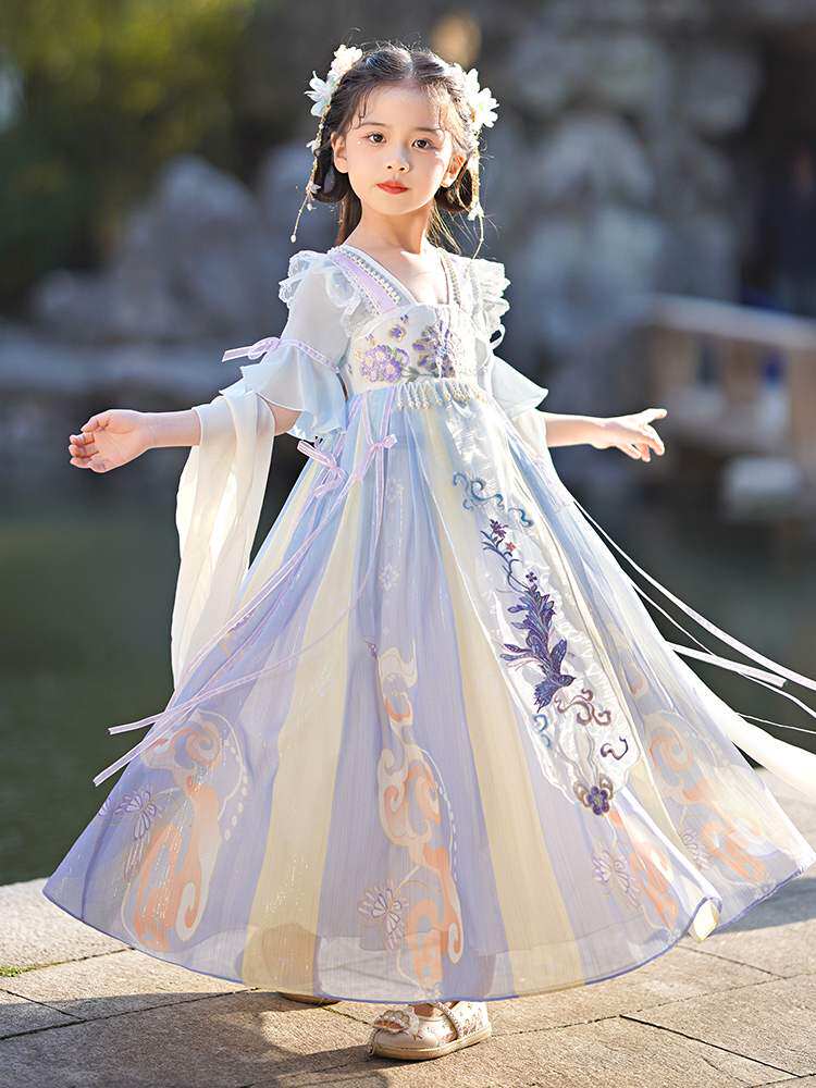中国风汉服女童夏装连衣裙古代高级古装裙子儿童装改良公主裙夏季