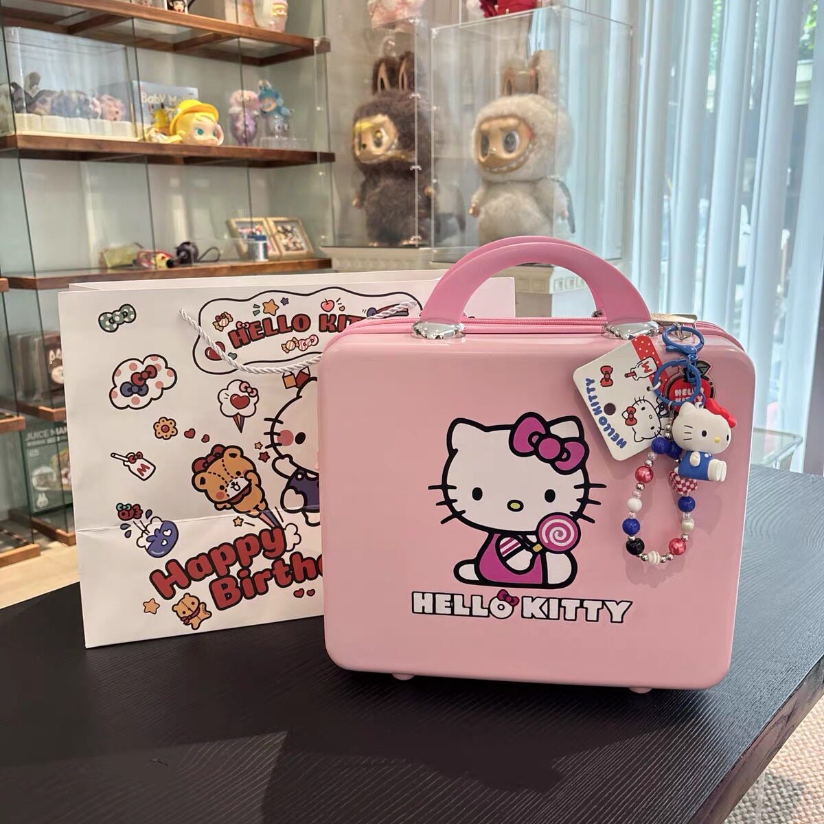 hellokitty凯蒂猫旅行箱手提箱化妆箱收纳箱生日礼物空箱加钥匙链