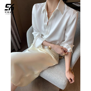 上衣职场轻熟简约风白色衬衣 衬衫 女早2025新款 高级感正肩时尚 夏季