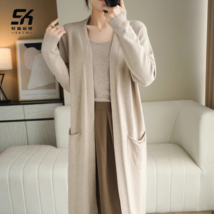 外套女中长款 毛衣2025秋季 针织开衫 宽松薄款 百搭外搭上衣 新款 时尚