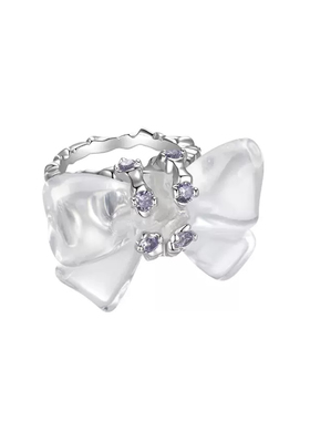 YVMIN尤目x SHUSHUTONG2022春夏新品 矿石蝴蝶结S925银戒指