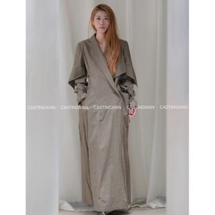 CASTING无隅｜YEHUAFAN 沙棕色多穿法绑带披肩长风衣