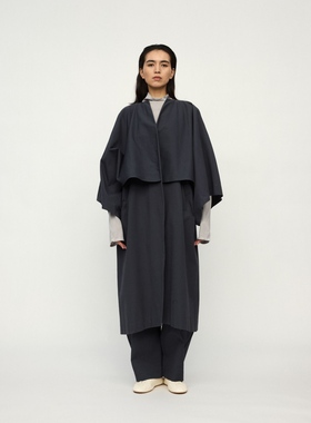 RUOHAN 25早秋  SYMI 灰蓝色牛仔棉制宽袖外套风衣