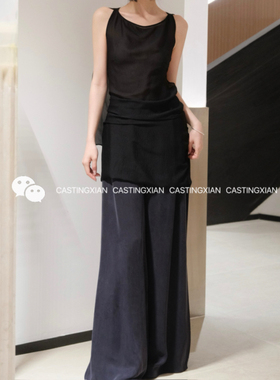 RUOHAN 25SS HVAR黑色真丝雪纺披肩无袖上衣