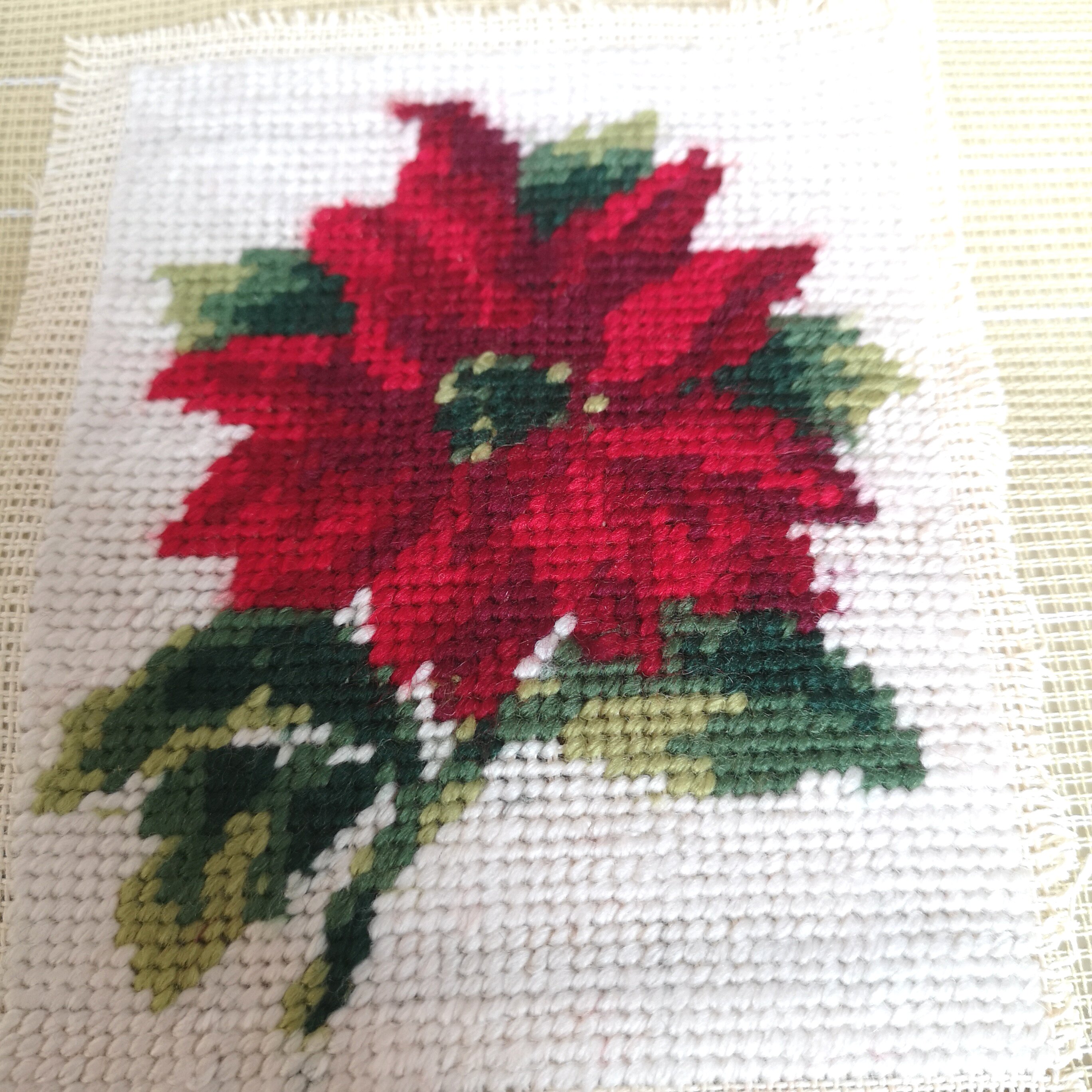 老绣片羊毛满绣绒绣成品收藏品红花